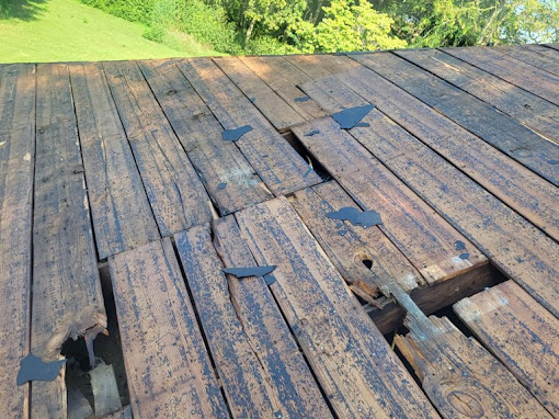 Damaged roof requires repair